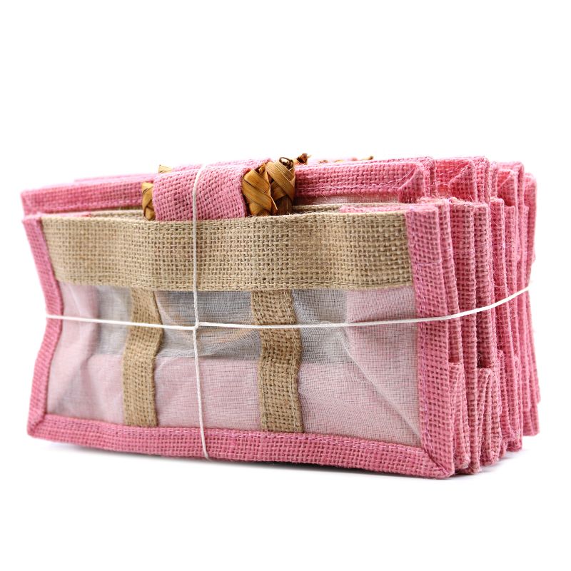Pure Jute and Cotton Window Gift Bag - Three Jars Rose
