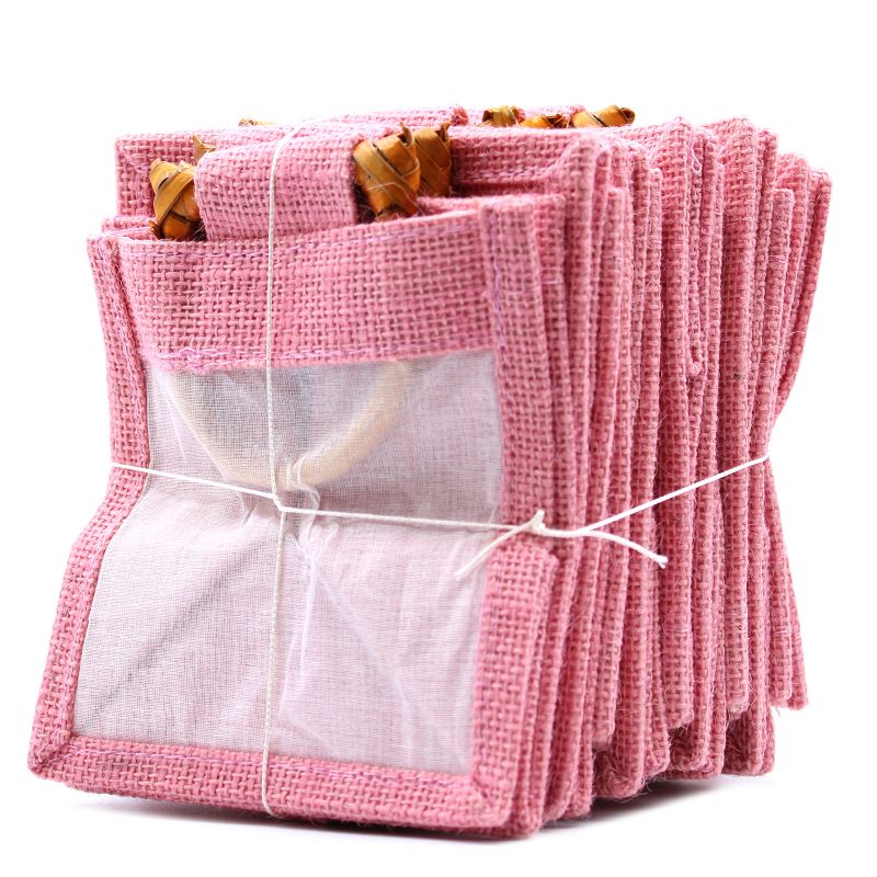 Pure Jute and Cotton Window Gift Bag - One Jar Rose