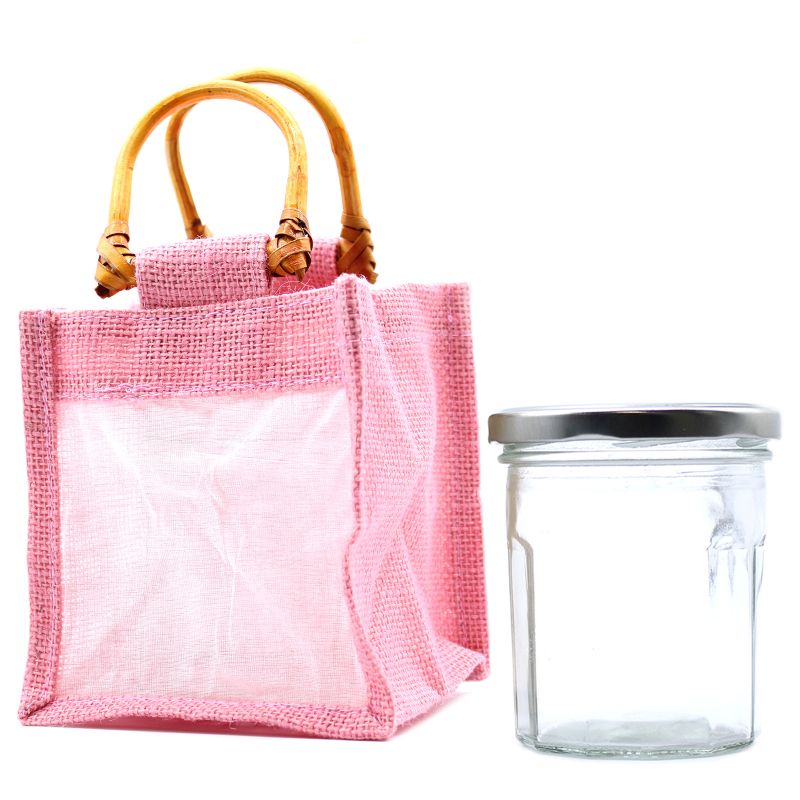 Pure Jute and Cotton Window Gift Bag - One Jar Rose