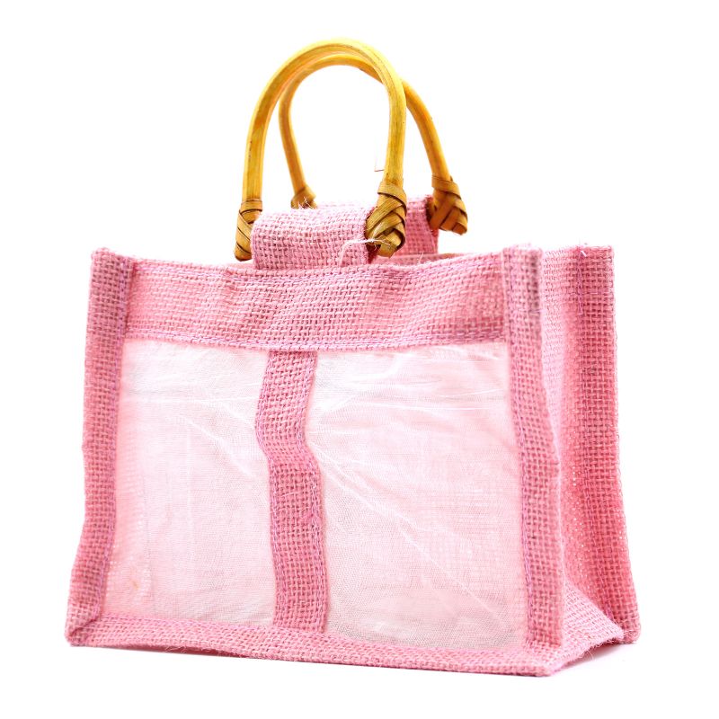 Pure Jute and Cotton Window Gift Bag - Two Jars Rose