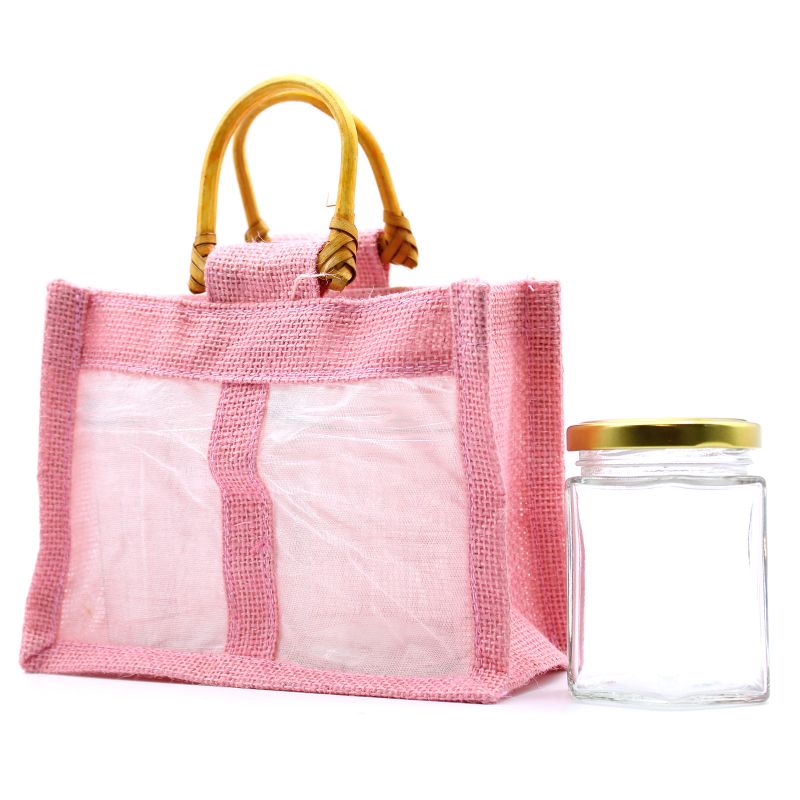 Pure Jute and Cotton Window Gift Bag - Two Jars Rose