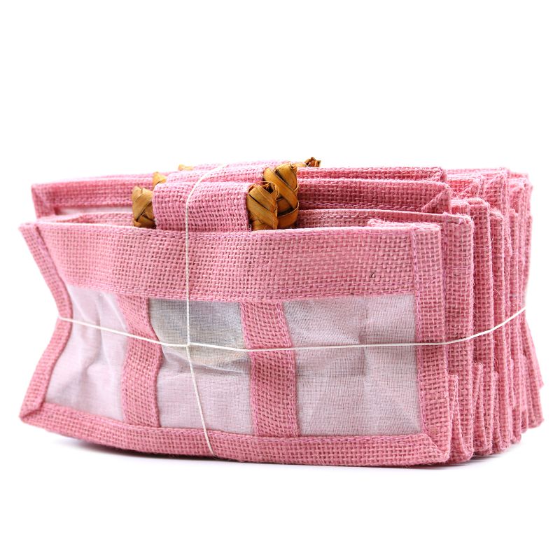 Pure Jute and Cotton Window Gift Bag - Three Jars Rose