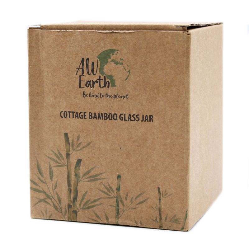 Full Carton Cottage Bamboo Glass Jar - 10cm
