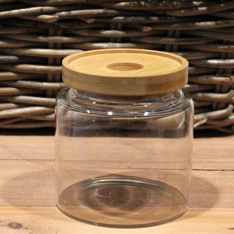 Full Carton Cottage Bamboo Glass Jar - 10cm