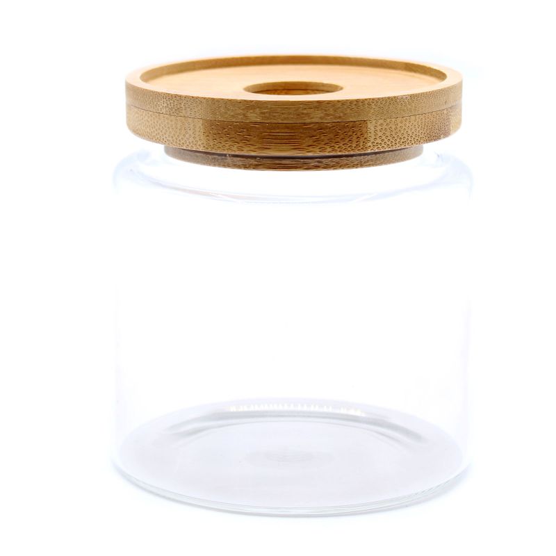 Full Carton Cottage Bamboo Glass Jar - 10cm