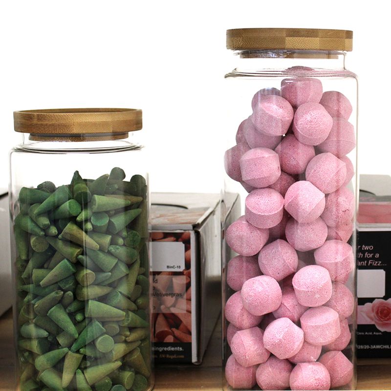 Full Carton Cottage Bamboo Glass Jar - 10cm