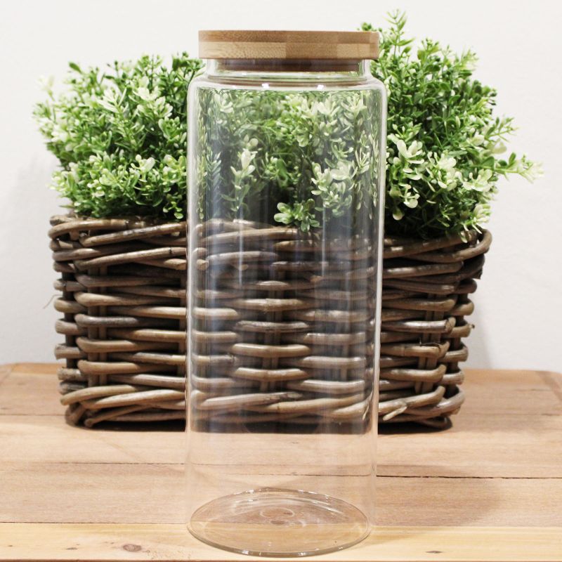 Full Carton Cottage Bamboo Glass Jar - 25cm