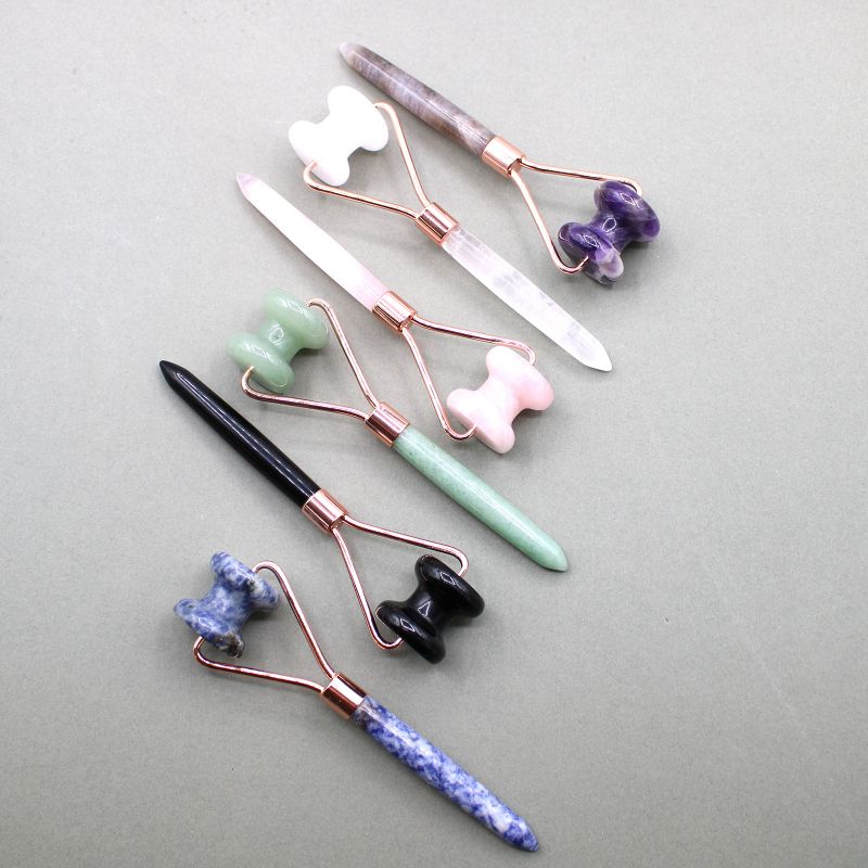 Gemstone Jawline Roller - Rose Quartz with Pouch