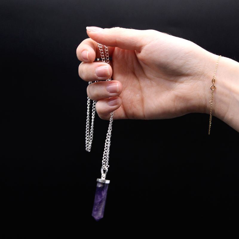 Gemstone Classic Point Pendant Necklace - Black Agate