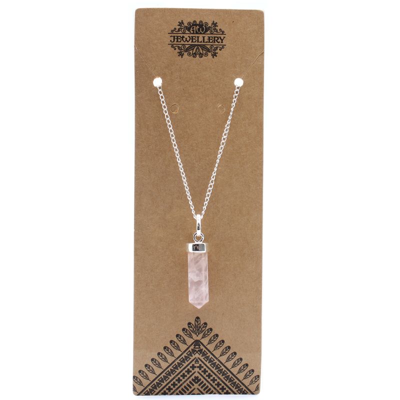 Gemstone Classic Point Pendant Necklace - Rose Quartz