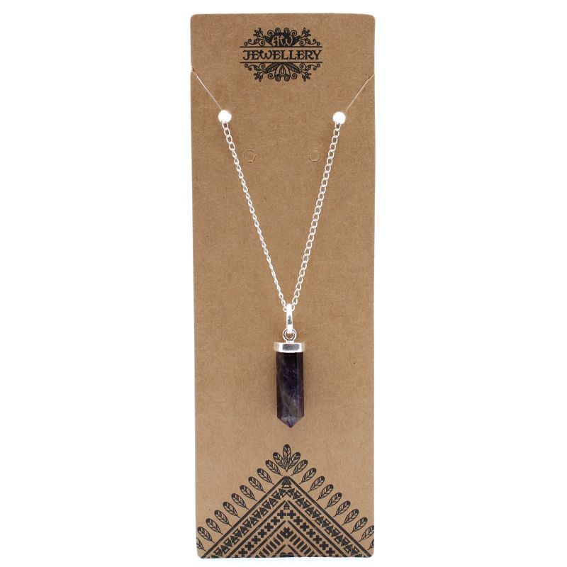 Gemstone Classic Point Pendant Necklace - Amethyst