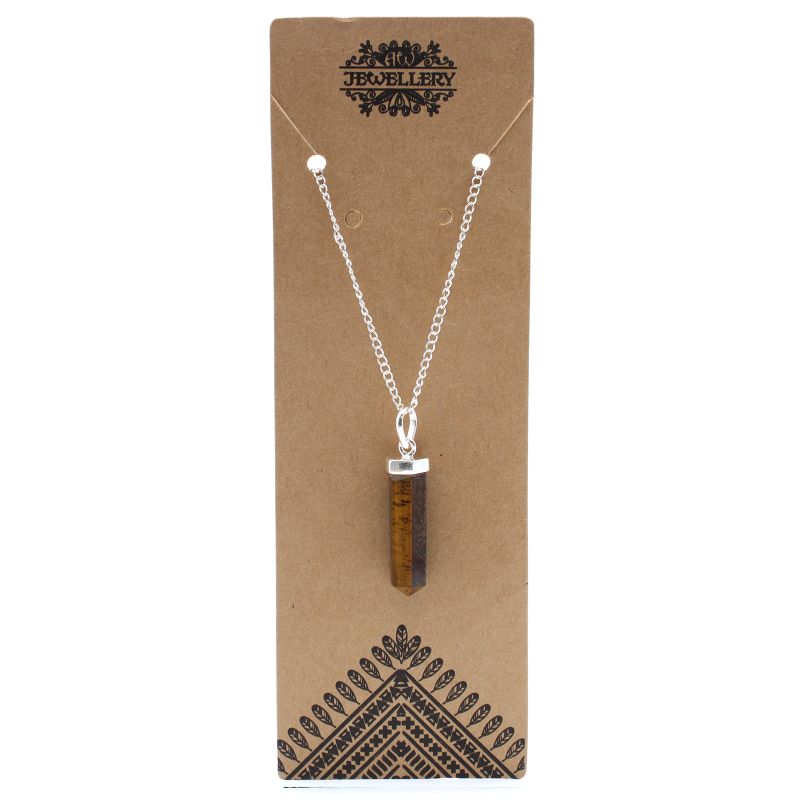 Gemstone Classic Point Pendant Necklace - Tiger Eye