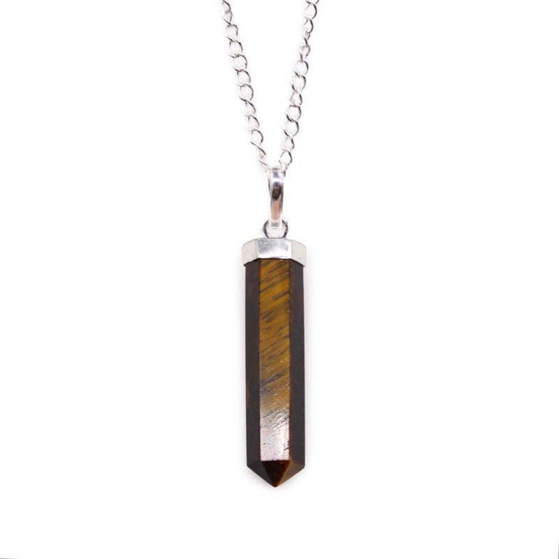 Gemstone Classic Point Pendant Necklace - Tiger Eye