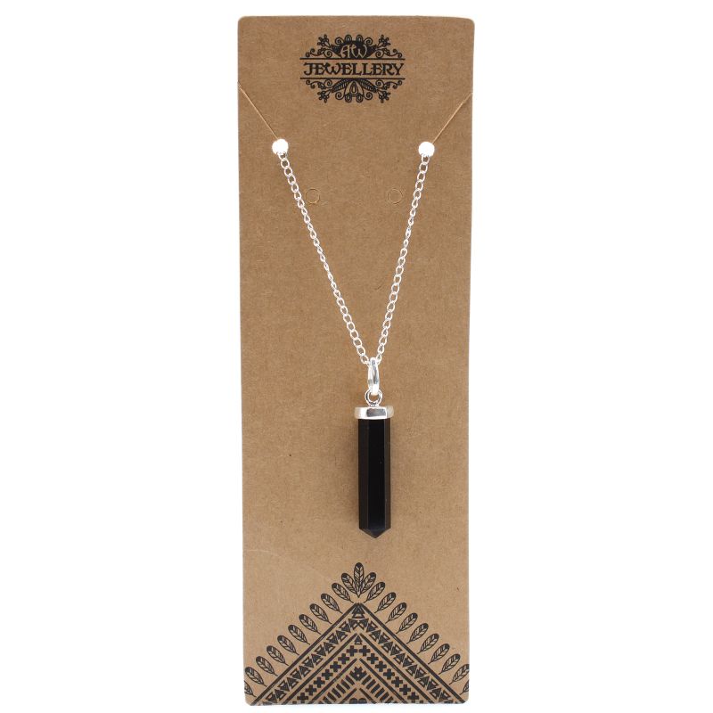 Gemstone Classic Point Pendant Necklace - Black Agate