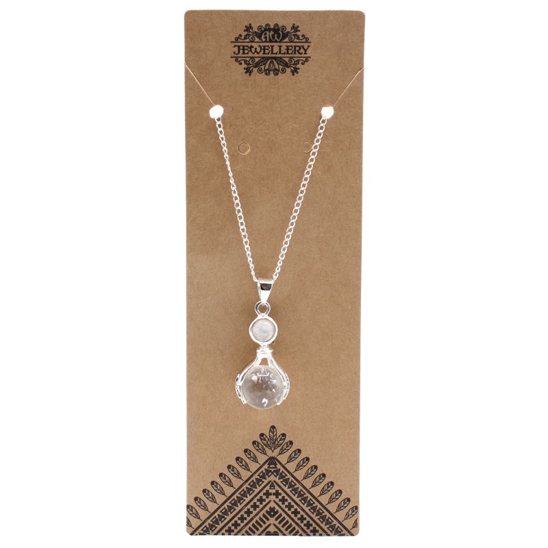 Gemstone Healing Hands Pendant Necklace - Rock Quartz