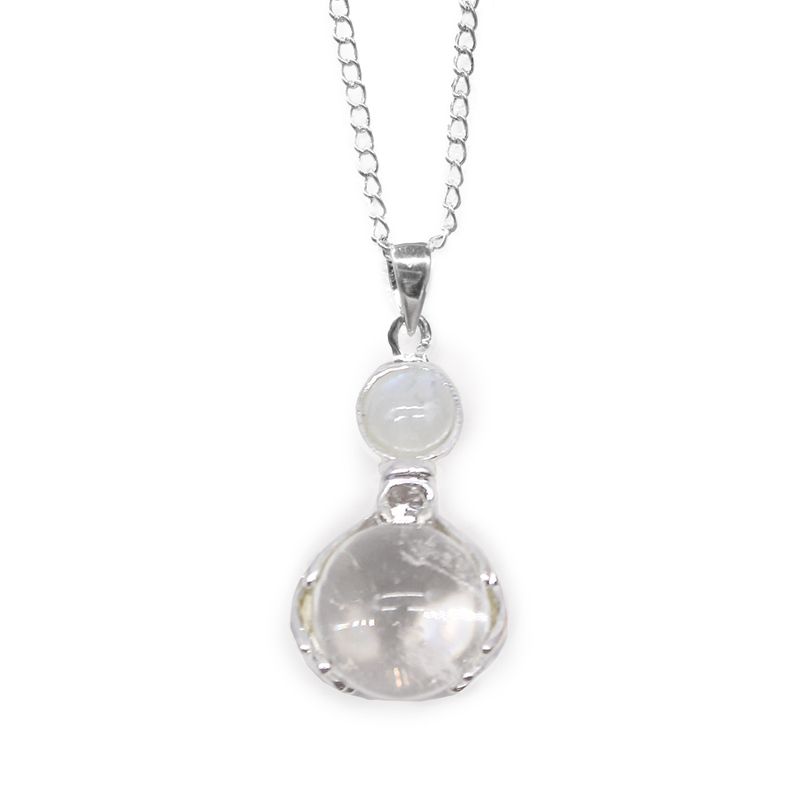 Gemstone Healing Hands Pendant Necklace - Rock Quartz