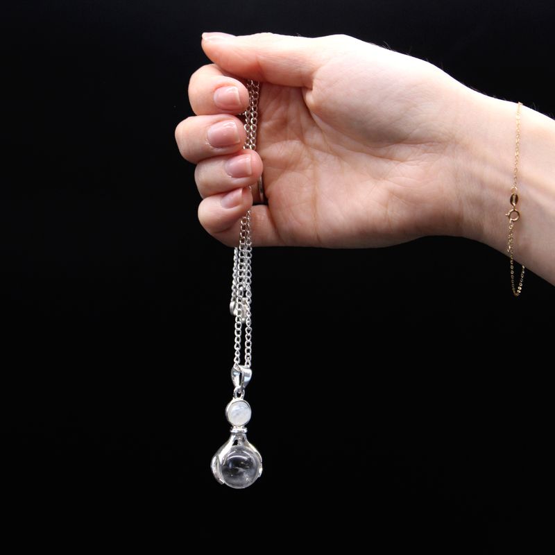 Gemstone Healing Hands Pendant Necklace - Black Agate