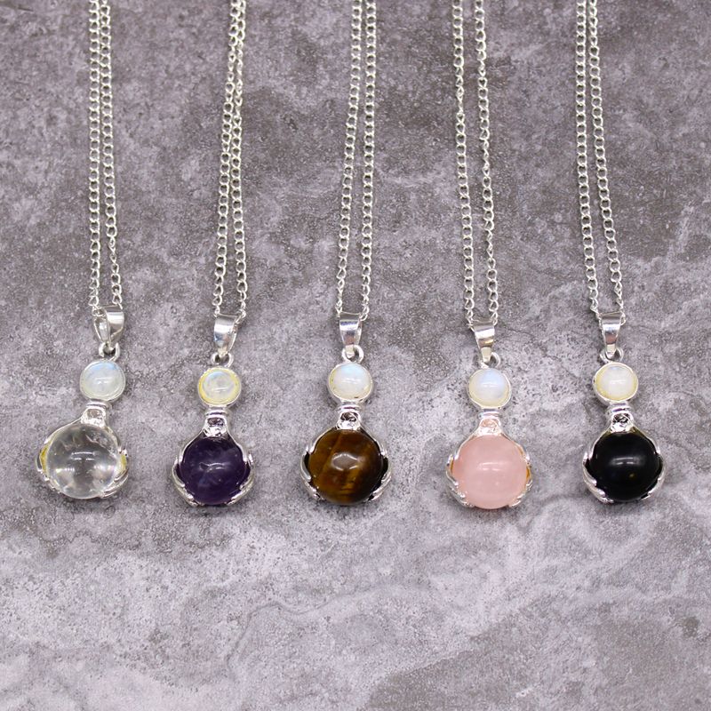 Gemstone Healing Hands Pendant Necklace - Black Agate