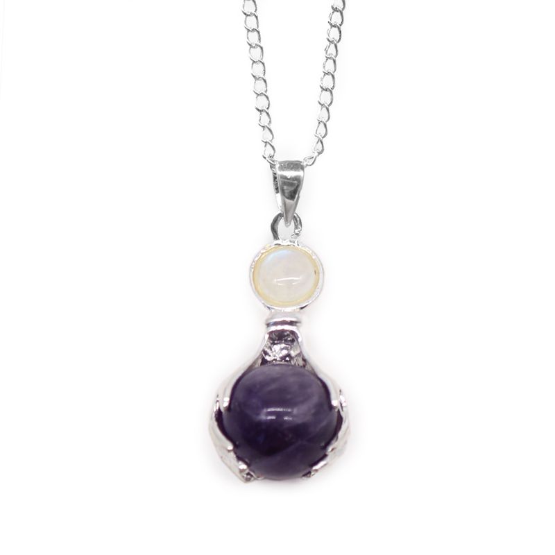 Gemstone Healing Hands Pendant Necklace - Amethyst