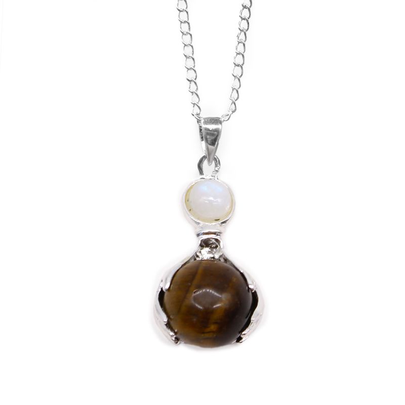 Gemstone Healing Hands Pendant Necklace - Tiger Eye