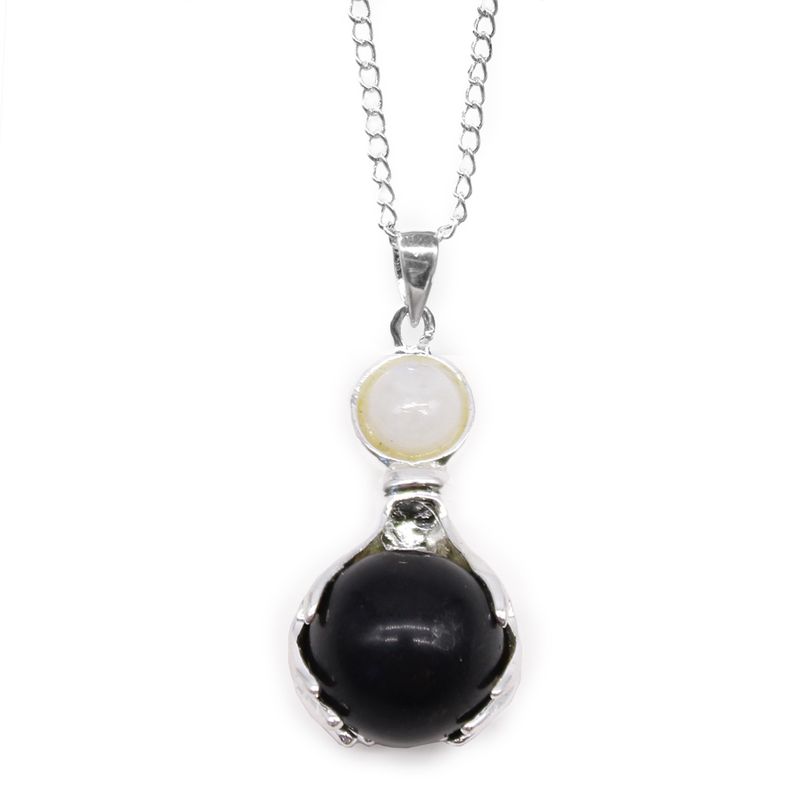 Gemstone Healing Hands Pendant Necklace - Black Agate
