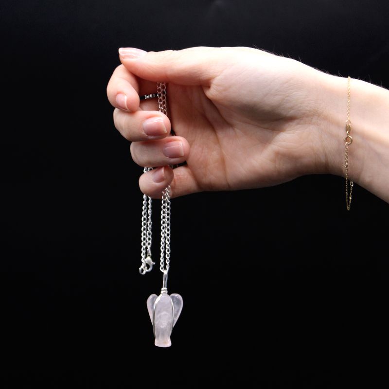 Gemstone Guardian Angel Pendant Necklace - Rock Quartz