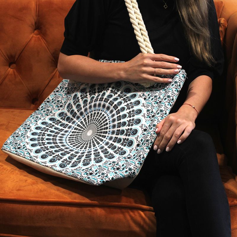 Rope Handle Mandala Bag - Electric Blue