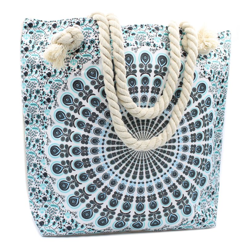 Rope Handle Mandala Bag - Sky Blue