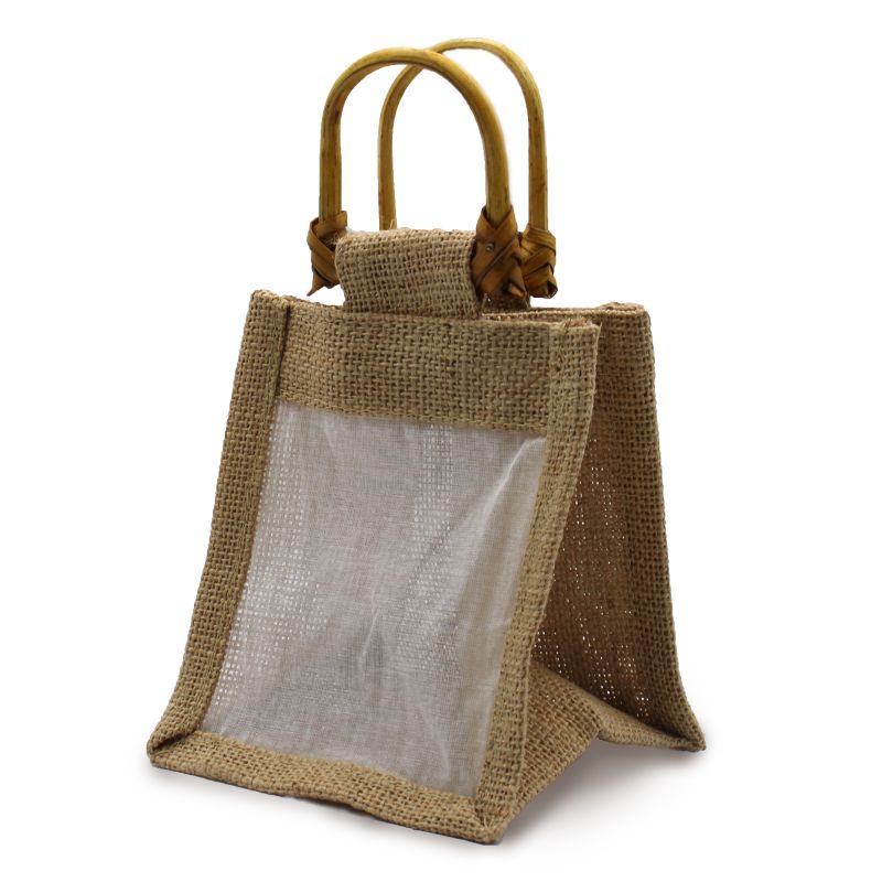 Jute Gift Bag - One Jar - Fabric Window