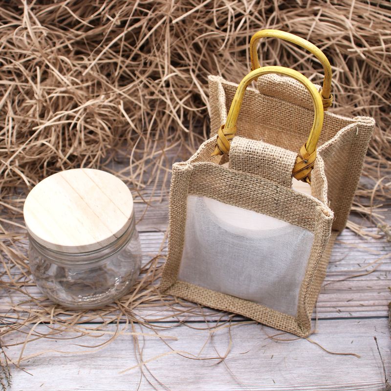Jute Gift Bag - One Jar - Fabric Window