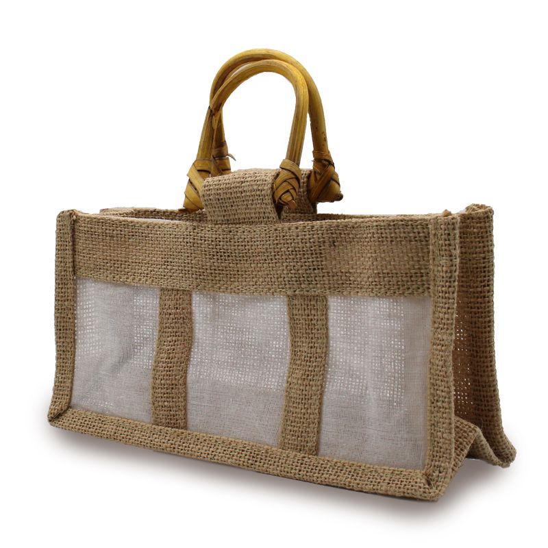 Jute Gift Bag - Three Jars - Fabric Windows