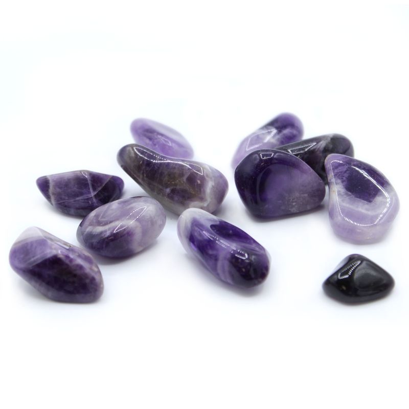 L Tumble Stone - Amethyst Banded Band A