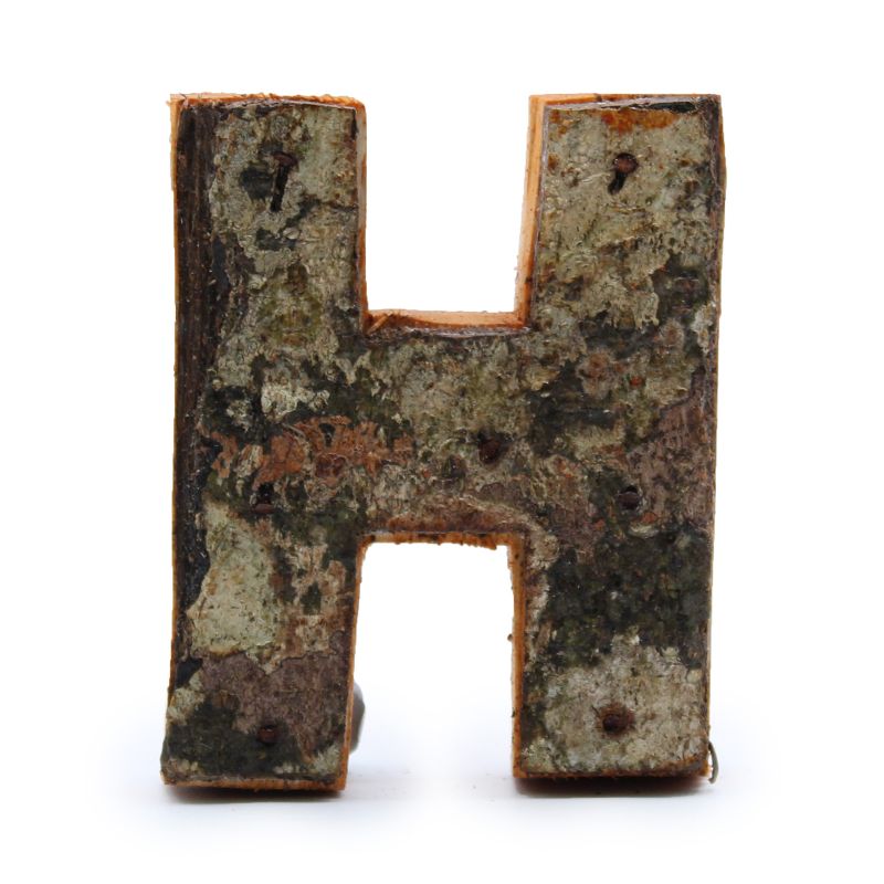 Rustic Bark Letter   - "H"  -  7cm