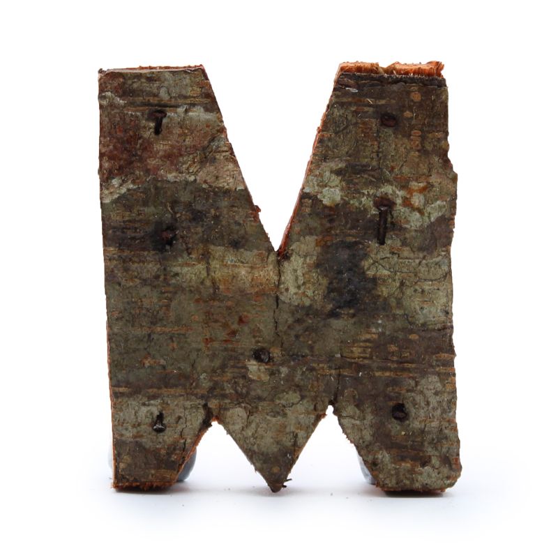 Rustic Bark Letter - "M" - 7cm