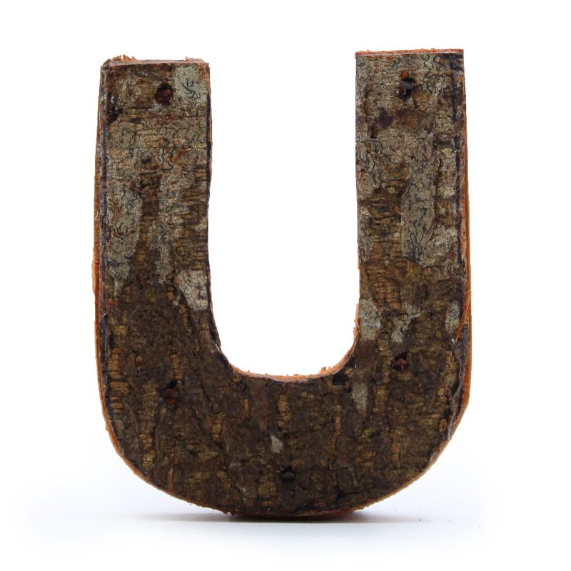 Rustic Bark Letter - "U" - 7cm
