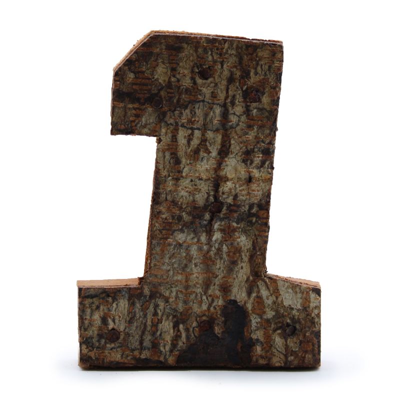 Rustic Bark Number - "1"  -  7cm