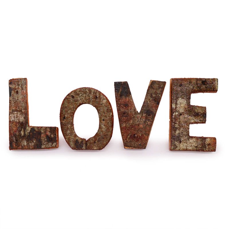 Rustic Bark Letter Set - LOVE (4x3) -  7cm