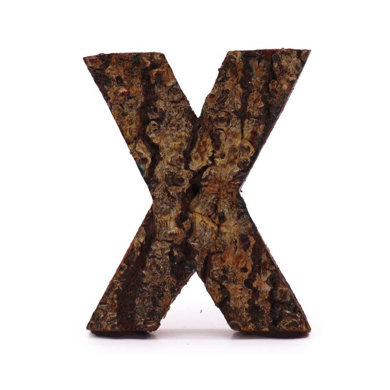 Rustic Bark Letter - "X" - 7cm