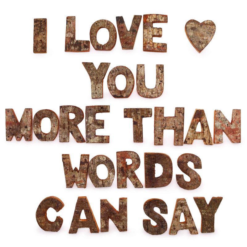 Nat Rustic Bark Letters - I love you more than words can say.. (28)