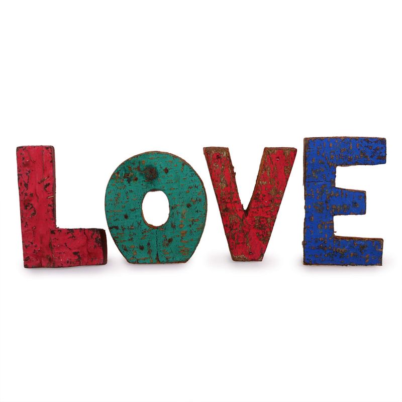 Colour Rustic Bark Letters - LOVE (4x3)