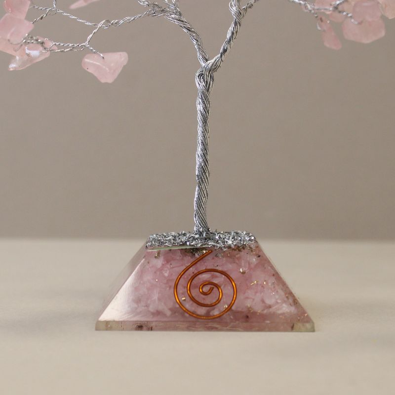 Gemstone Tree with Orgonite Base - 80 Stone - Rose Quartz