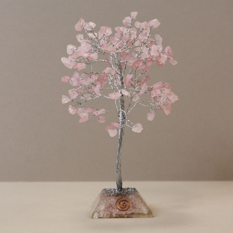 Gemstone Tree with Orgonite Base - 160 Stone - Rose Quartz