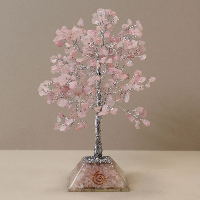 Gemstone Tree with Orgonite Base - 320 Stone - Rose Quartz
