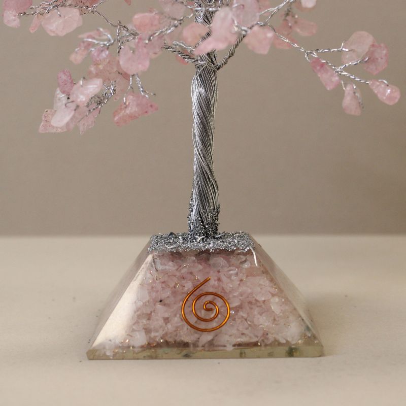 Gemstone Tree with Orgonite Base - 320 Stone - Rose Quartz