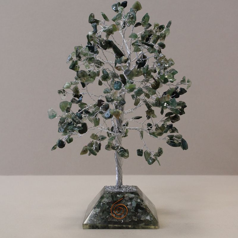 Gemstone Tree with Orgonite Base - 320 Stone - Moss Agate