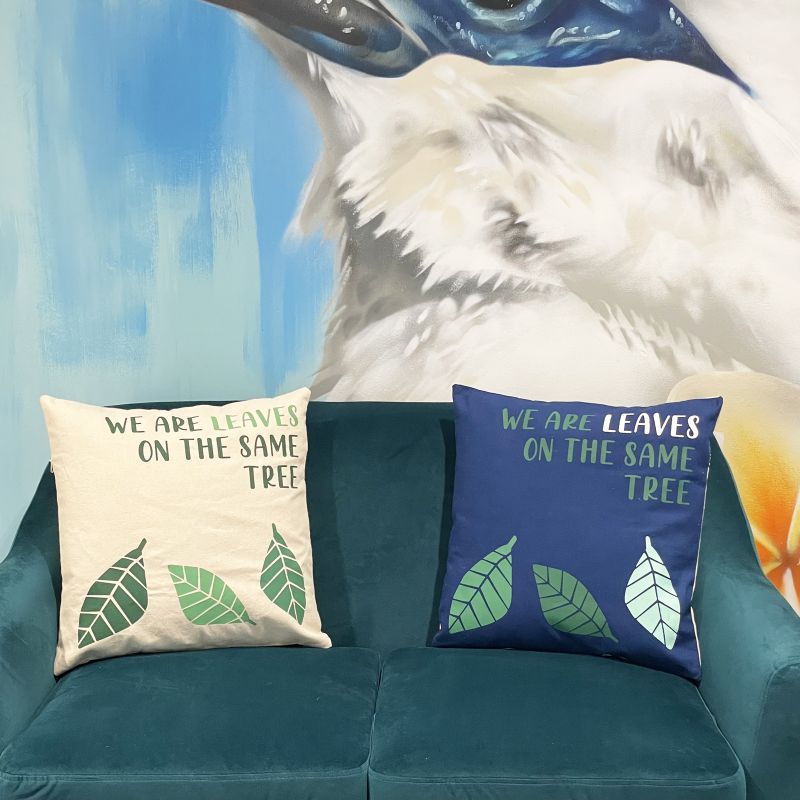 Cotton Cushion Cover - Leaves