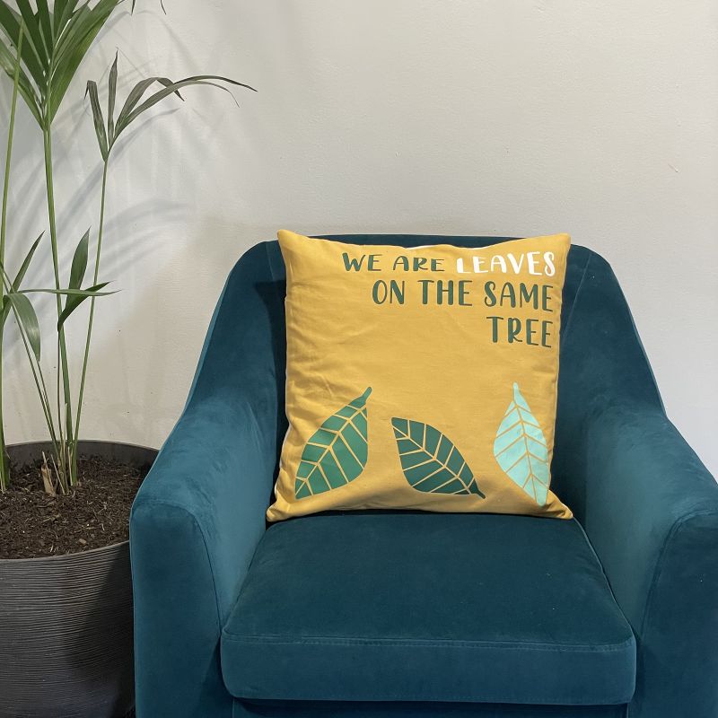 Cotton Cushion Cover - Leaves