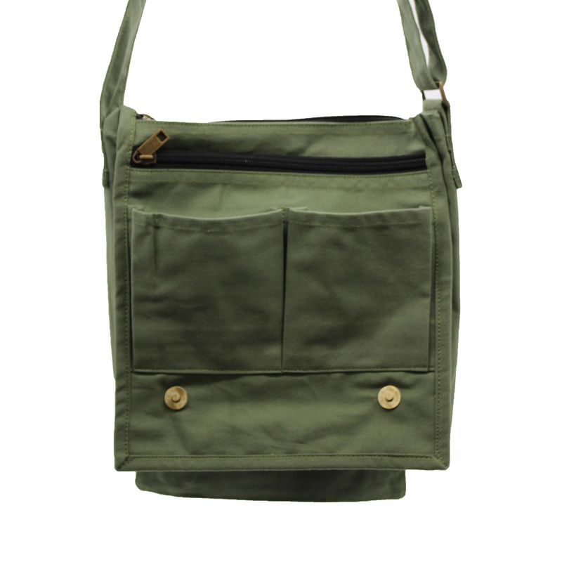 Cotton Canvas Messenger Bag - Green