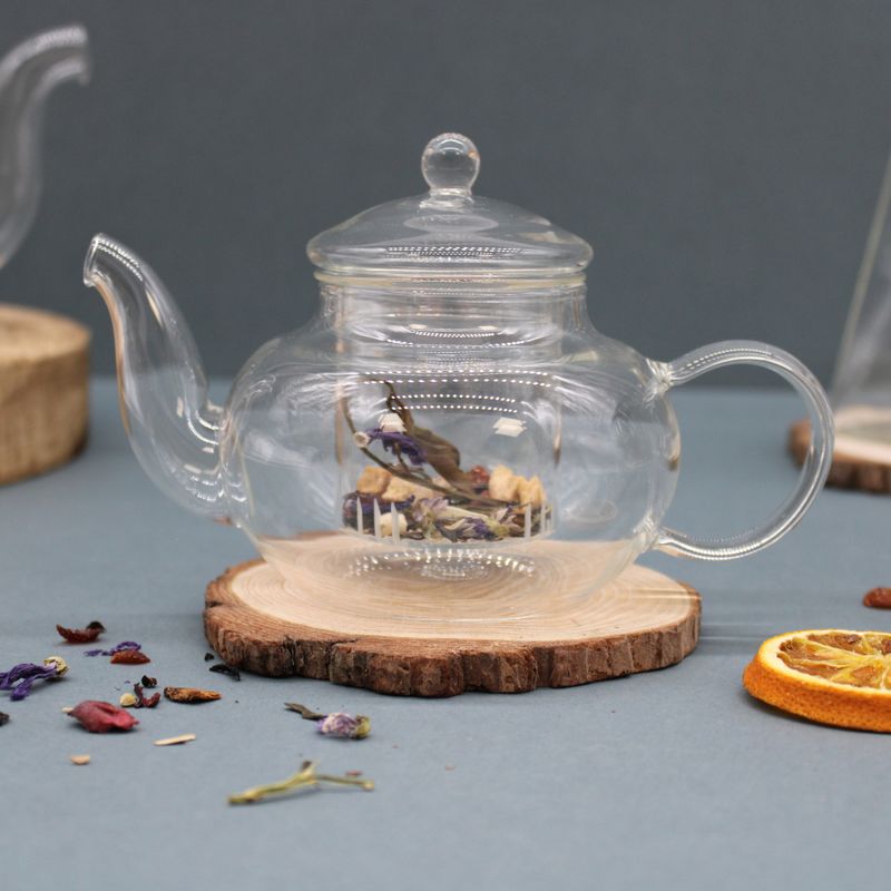 Glass Infuser Teapot - Round Pearl - 400ml - Gift Boxed