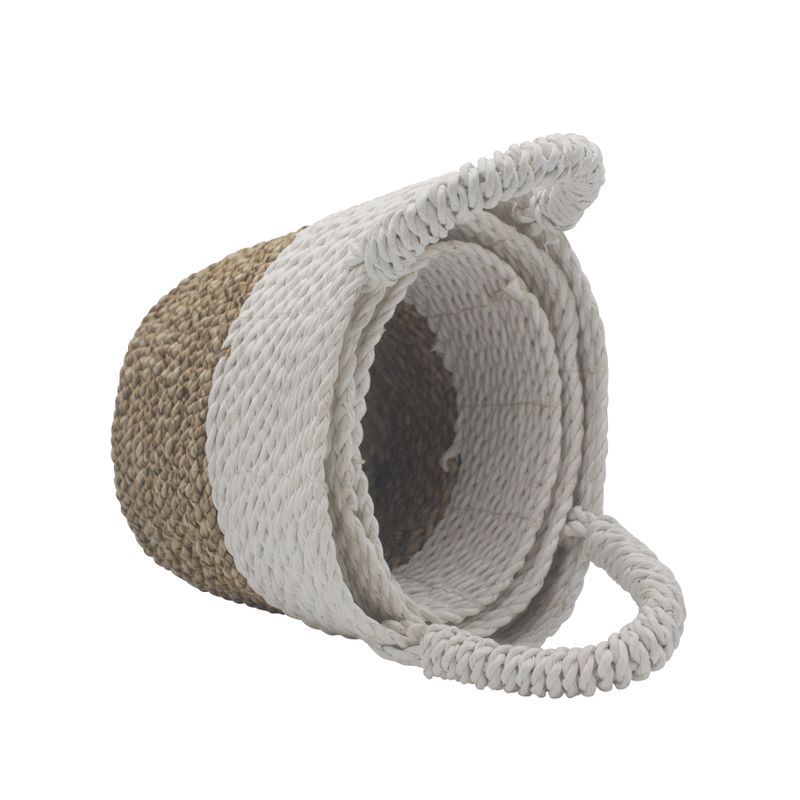 Set of 3 Seagrass Basket Set - Natural White